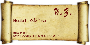 Weibl Zóra névjegykártya